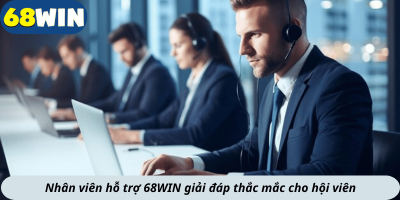 Nhân viên hỗ trợ 68WIN giải đáp thắc mắc cho hội viên